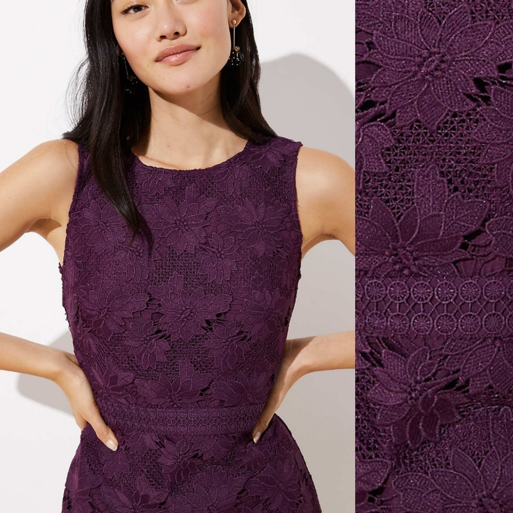 🎉HP🎉 Loft Floral Scalloped Lace Dress - Picture 4 of 7